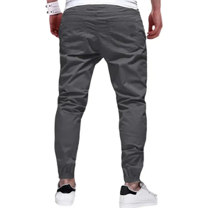 Pantalon de survêtement léger 98% coton pour homme Poches à cordon de serrage de style athlétique brodé de logo personnalisé droit pour - Product Image 4