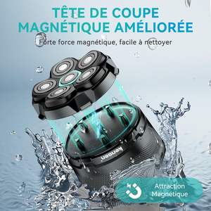 Rasoir Électrique Rechargeable pour Hommes, Tondeuse Rotative pour Crâne Chauve avec Cinq Lames, Utilisation Humide/Sèche, Étanche IPX7, Affichage - Product Image 5