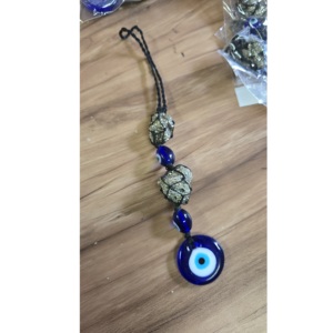 2025 New Design Handmade Carved Pyrite Evil Eye Hangers <b>Crystal</b> Gemstone <b>Ornaments</b> Mascot Effective Evil Eye Healing Hanger - Product Image 1