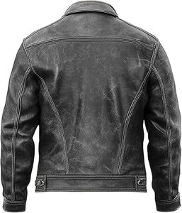 Chaqueta de piel auténtica desgastada estilo moda unisex para hombre ajustada 2025 ajustada 2025 precio al por mayor - Product Image 6