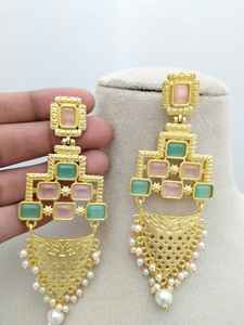 Kundan Heritage <b>Jhumkas</b> <b>Earrings</b> Set in Heavy Brass Made Bulk Product Customize Design Modern Pattern - Product Image 4