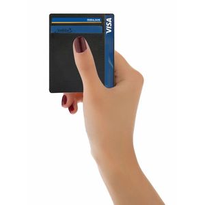 กระเป๋าใส่บัตรหนังแท้ทรงบางสำหรับผู้ชาย-สีดำสไตล์วินเทจคลาสสิก - Product Image 2