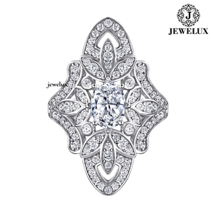 Jewelux Women's 925 Silver Oval Cut Diamond <b>Cocktail</b> <b>Ring</b> Vintage Flower Design Pave Setting Engagement <b>Ring</b> From India - Product Image 1
