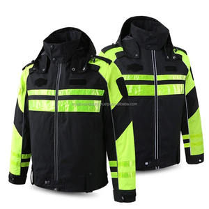 Vestes réfléchissantes noires haute visibilité pour hommes coupe-vent résistant au froid léger imperméable épaissi veste de sécurité d'hiver vêtements de travail - Product Image 5