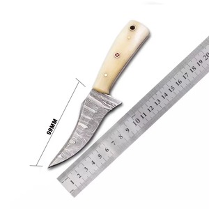 Cuchillo de caza de acero damasco personalizable hoja fija de fabricación profesional con mango de madera soporte OEM - Product Image 5