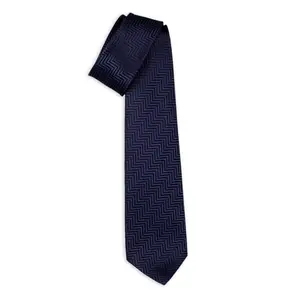 Elegant Italian 100% Silk 7 Fold Ties - Jacquard Milano Navy Blue - Perfect For Formal And Special Occasions