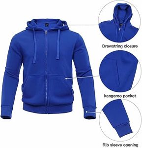Sweat à capuche en molleton à fermeture éclair et cordon de serrage réglable pour hommes et femmes jogging décontracté vêtements de sport de plein air pour l'hiver - Product Image 4