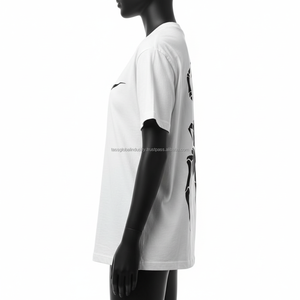 T-shirt graphique araignée, design minimaliste silhouette Black Widow, blanc, coupe oversize, épaules tombantes, streetwear, logo personnalisé OEM - Product Image 5