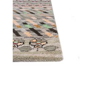 Tapis en laine et soie de bambou noué à la main Manchaha Lev-667 à motifs géométriques gris et noir pour la décoration de la maison et du salon - Product Image 4
