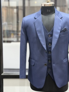 Traje de 3 Piezas para Hombre, Azul Marino, Corte Entallado, para Boda y Negocios, Conjunto Formal de Blazer, Chaleco y Pantalones, Traje Formal para Novio y Fiesta - Product Image 2