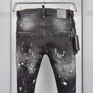 2025 Fashion Paint Splatter Distressed Jeans Trousers Street Wear Wash Denim Pants for Men - Product Image 2