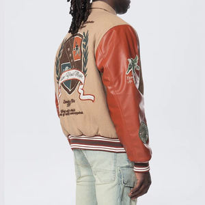 แจ็คเก็ตวาร์ซิตี้แบบกำหนดเองสำหรับผู้ชาย สไตล์วินเทจ ตัวอักษร OEM  สำหรับฤดูหนาว  แบบเบสบอล  คอเต่า  ผ้าขนสัตว์  กันลม  ระบายอากาศ  บุขนสัตว์ให้ความอบอุ่น - Product Image 4