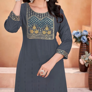 Lourd rayonne Bombay motif kurtis Multi broderie séquence travail indien et pakistanais vêtements - Product Image 1