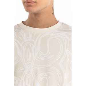 เสื้อฮู้ดดี้พิมพ์ลายทั้งตัวสีขาวนวล รุ่น XXS แบบซิป ผ้าถักฟอกสีสไตล์สตรีทแวร์ รุ่น 224-112-060 - Product Image 1