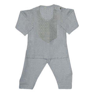 Shalwar Kameez Bordado para Bebés Recién Nacidos - Gris - Product Image 4