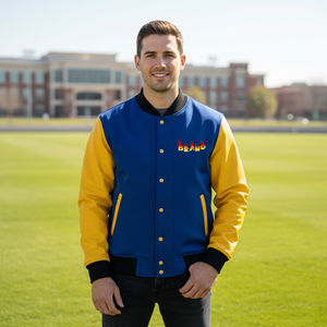 Veste universitaire pour homme de haute qualité, à logo frontal imprimé en sérigraphie personnalisée, à deux tons, en toile, best-seller - Product Image 4