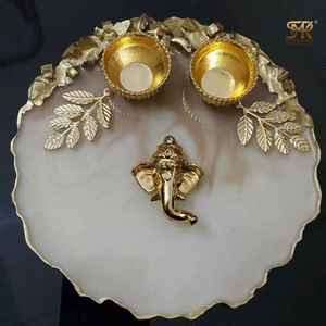 Plato Thali Decorativo de Resina Epoxi con Diseño de Ángel, Ecológico, Hecho a Mano, para el Festival Diwali, Bodas y Rituales - Product Image 6