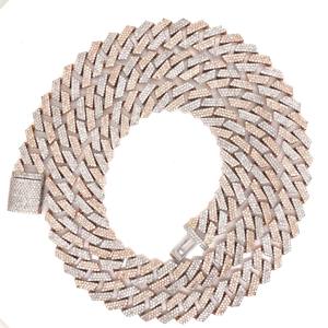 Premium Diamond 8mm Cuban <b>Chain</b> Two Tone Rose Gold and White Silver Hip Hop Luxury for Certified 14K 16 Inch - Product Image 3