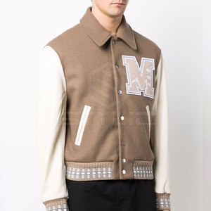 Veste d'hiver pour homme à col montant, broderie chenille personnalisée, pour adultes - Haute qualité, couleurs et logo personnalisables - Product Image 3