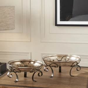 Tazón de servicio de metal de diseño más atractivo con soporte de base de diseñador dorado Tazón de servicio para decoración de boda - Product Image 6