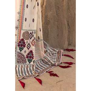 Conjunto de traje de mujer de 3 piezas sin coser, bordado con Zari Jacquard, con dupatta de tela estampada en oro CL-52525 - Product Image 2