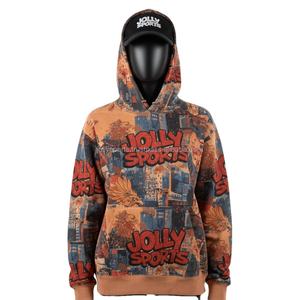 Sudadera con capucha de algodón polar de 320 GSM para mujer, con estampado gráfico completo multicolor, logotipo personalizado, ropa deportiva informal, sudaderas básicas para mujer - Product Image 6