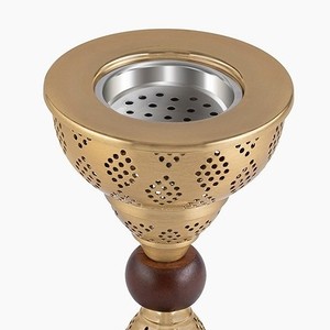 Quemador de Incienso Bakhoor Moderno de Metal y Madera con Orificios de Ventilación, Estilo Árabe, Acabado en Latón, para Uso en el Hogar en el Medio Oriente y el Golfo - Product Image 6