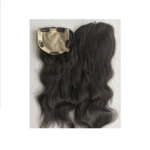 Top Premium Quality Raw Indian Temple Virgin 18 ''Natural Ondulado 5x5 Topper Extensions Único Doador de Cabelo Atacado Indian Fornecedor