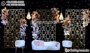 Décor de bougie murale en métal pour mariage, chandelier, arrière-plan de couleur or, dernière version - Product Image 3