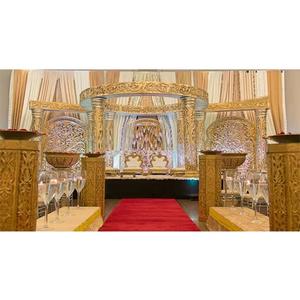 Mariage traditionnel hindou Mandap doré incroyable mariage Mandap idées mariage indien Mandaps traditionnels - Product Image 1
