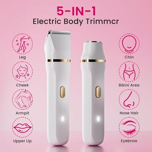 Rasoir électrique rechargeable 5-en-1 pour femme, utilisation humide/sèche, indolore, étanche IPX7, tondeuse bikini pour le visage, le corps, les jambes et les zones intimes - Product Image 6