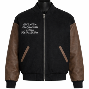 Chaqueta Bomber Estilo Universitario Más Vendida, Mezcla de Lana con Mangas de Cuero Sintético, Cierre de Cremallera, Ropa Exterior Informal de Moda Urbana - Product Image 1