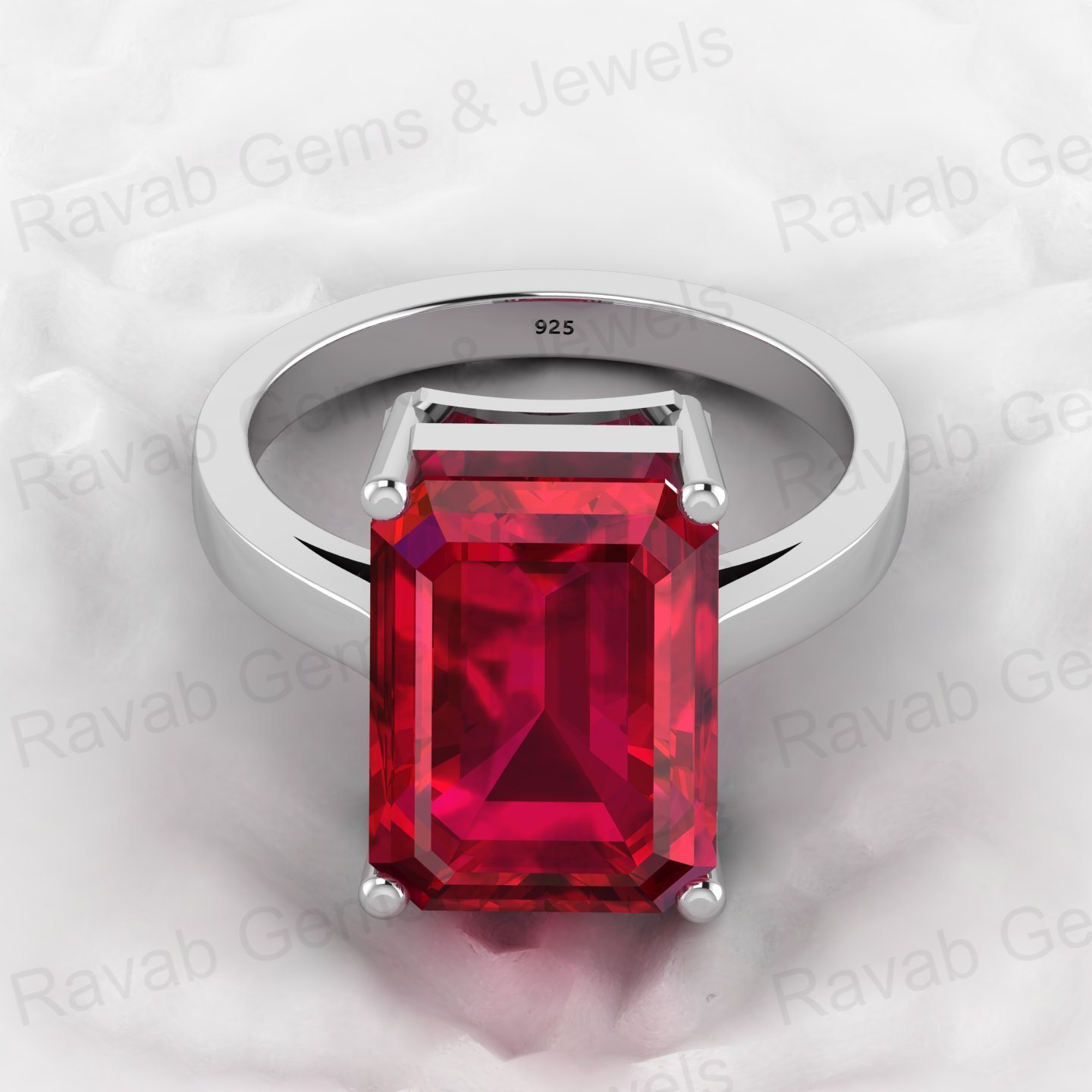 New Arrival 925 Sterling Silver 10x14mm Red Garnet Hydro Rectangle 