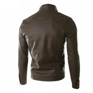 Automne hiver hommes vêtements de sport personnalisés véritable peau de vache fermeture éclair vestes en cuir vêtements d'extérieur de haute qualité avec conception sans col - Product Image 2