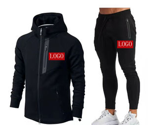 2025 personnalisé formation Jogging confortable fermeture éclair sweats à capuche costumes deux pièces ensemble survêtements pour hommes unisexe survêtements - Product Image 1