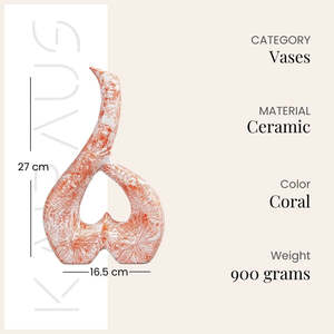 Vase en céramique artisanal bleu corail et orange, design contemporain nordique, carré, pour table, décoration intérieure, cadeau de pendaison de crémaillère, 16,5x27cm - Product Image 2