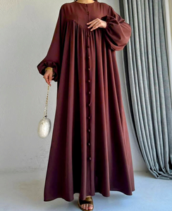 Wholesale New Arrivals Trendy <b>Long</b> <b>Sleeve</b> Winter Abayas Modest Fashion High Collar Chiffon Embroidered Technics Opt ODM Supply - Product Image 1