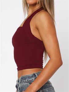 2025 personnaliser la conception à la mode femmes hauts courts sans manches licou cou couleur personnalisée femmes haut court - Product Image 3