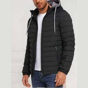 Venta caliente de encargo de los hombres a prueba de viento de lona Casual con capucha de invierno al aire libre chaqueta acolchada de gran tamaño - Product Image 3