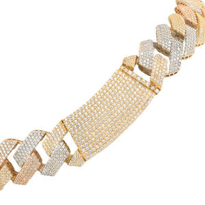 Cadena tricolor ITTALLO EDGE cubana hueca de 14K exclusiva al por mayor popular con collar con cierre de langosta seguro para hombres cubanos - Product Image 4