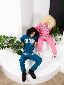 Sweat-shirt unisexe à logo personnalisé avec sweat-shirt à capuche court et ensemble de survêtements de jogging à jambe droite - Product Image 3