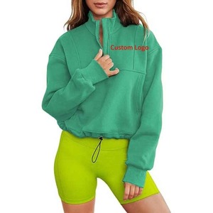Knitted Black Cotton Fleece Sweatshirt Women Casual Pullover Soft Drop Shoulder Plain Streetwear Eco Friendly <b>Crewneck</b> - Product Image 1