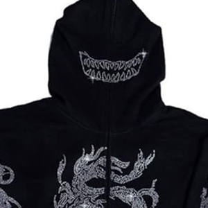 Sudadera con capucha Hip Hop de gran tamaño con diamantes de imitación Streetwear Vibes Drip Bling Rhinestone Hoodie Diseño unisex de moda - Product Image 2