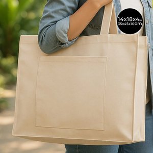 Bolsa de Lona de 10 oz con Color Sólido, 18 x 14 x 4 (45 x 35 x 10 cm), Bolsillo Frontal con Fuelle Completo - Product Image 1