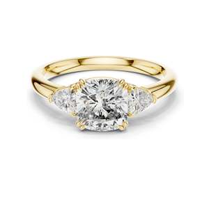 Bague en diamant de laboratoire taille coussin et taille triligne 2,09 CT VVSVS EF CVD Or 18K, 14K, 10K et Argent 925 Or rose, Or jaune, Or blanc - Product Image 1