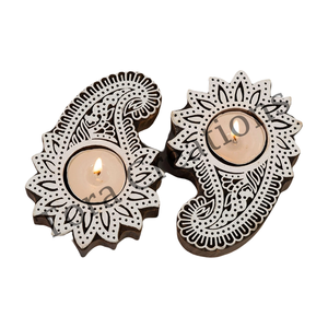 ที่วางเทียนทีไลท์ไม้ลายฮัมซา งานแฮนด์เมดจาก Tora Creations สีขาว+น้ำตาล ขายดีที่สุด รับทำโลโก้ตามสั่ง สำหรับตกแต่งบ้าน งานแต่งงาน - Product Image 2