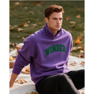 2026 Factory Custom <b>1</b>/<b>2</b> Zipper Stand Neck Vintage Men's Heavyweight <b>Sweatshirts</b> Heavyweight Oversize Casual Hoodies for Men's - Product Image 6