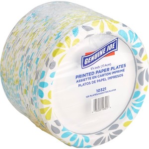 Assiettes en papier imprimées Genuine Joe, assorties, jetables, 125 par paquet, 4 paquets par carton, 500 assiettes - Product Image 2