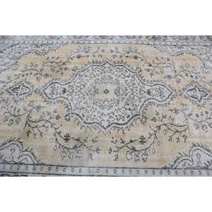Tapis vintage de grande taille 5,2 x 9,7 pieds, tapis turc à bordures blanches - Product Image 5