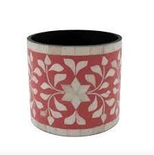 Incrustaciones de hueso antiguo Diseño a cuadros en blanco y negro Maceta Florero decorativo Florero - Product Image 3